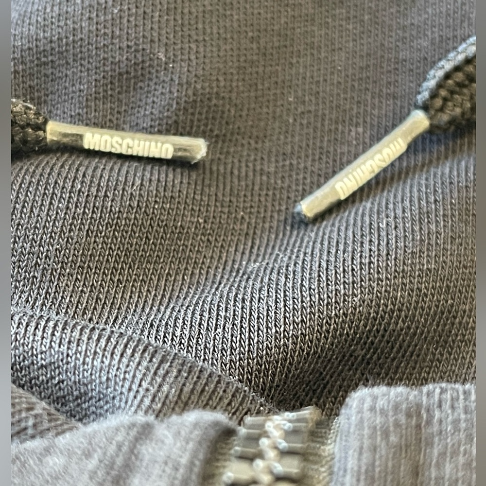 Moschino Black Hoodie Zip Up Logo Tag Large - Picture 6 of 11